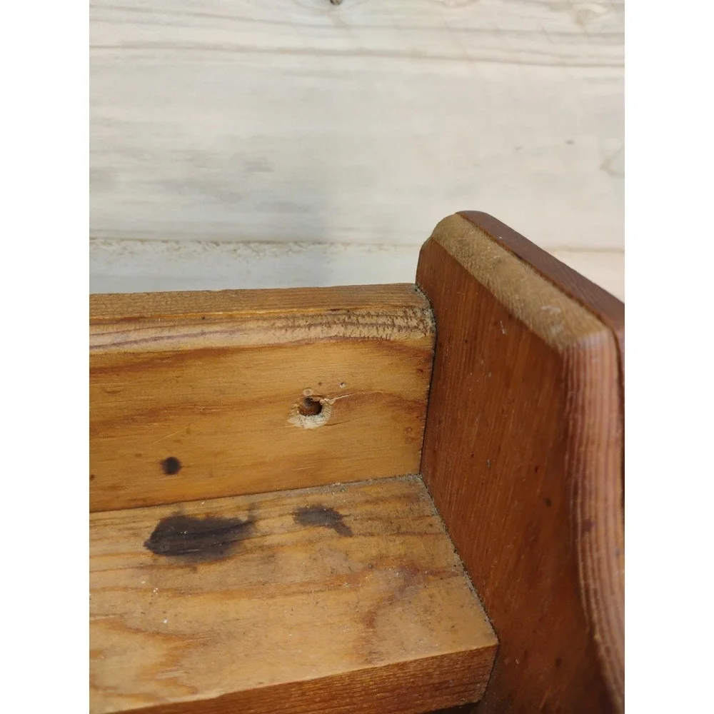 Wooden Wall Mount Shelf Paper Towel Holder Kitchen Folk Cottage Country Vtg